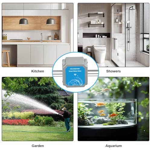 DN20 Smart Water Valve 3/4 Inch Smart Water Management System WiFi Remote Control Faucet Timer for Hose, Sprinkler Water Timer, Auto Watering for Plants , Home Water Protection Systems (DN20(3/4"))