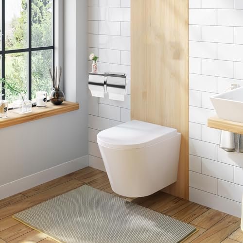 Double Roll Toilet Paper Holder Dispenser with Shelf Storage-Commercial 2-Roll Side by Side Stainless Steel Toilet Tissue Holder/Dispenser Wall Mount for Bathroom/Restroom-Brushed Finish