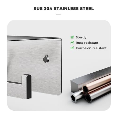 Double Toilet Paper Holder with Shelf, FreshGlow Large Tissue Holder Brushed Nickel, Wall Mount Commercial Toilet Paper Dispenser Phone Shelf Stainless Steel, Tissue Roll for Bathroom