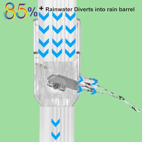 Downspout Diverter, Rainwater Diverter Fits for 3"x4" Oversize Downspout and 2"x3" Downspout, Rainwater Collection System with Adjustable Valve, Diverts Water into Rain Barrel, 4ft. Hose
