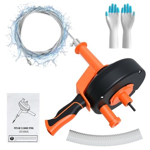Drain Auger, 25ft 35ft 50ft Drain Snake with Drill Adapter, Plumbing Snake Clog Remover Use Manually or Powered for Kitchen, Bathtub and Shower Drains