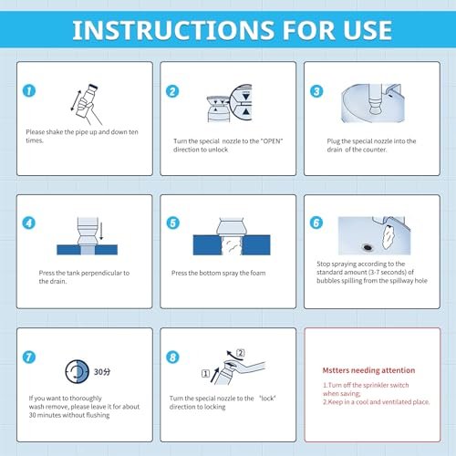 Drain Cleaner, Foaming Drain Cleaner and Deodorizer, Sink Cleaning Foam, Drains Clog Remover for Kitchen Bathroom Drains, Sinks, Tubs (2PCS)