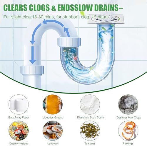 Drain Clog Remover Powder Sink Drain Cleaner for Hair and Grease, 18-Packs Heavy-Duty Powerful Kitchen Sink and Shower Unclogger, Pipe-Safe