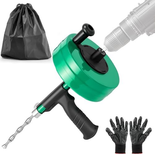 Drain Clog Remover,50 FT Drain Snake with Drill Attachment,Heavy-Duty Steel Drain Auger,Plumbing Snake Clog Removal Tool,Sewer Snake for Sink,Kitchen,Shower,Toilet