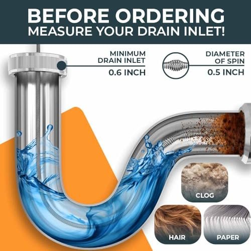 drain snake 2.0 [50 FT] - with drill attachment - Ideal plumbing snake for sink and drain unblocking - Solid drain auger for real DYIs! (50 FT - 1/4 inch)