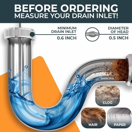 drain snake [25 FT] - Auto Feed - Ideal plumbing snake for sink and drain unblocking - Solid drain auger for real DYIs! (25 FT - 1/4 inch)