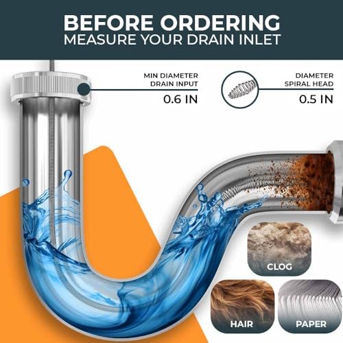 drain snake [50FT] - Auto Feed - Ideal plumbing snake for sink and drain unblocking - Solid drain auger for real DYIs!