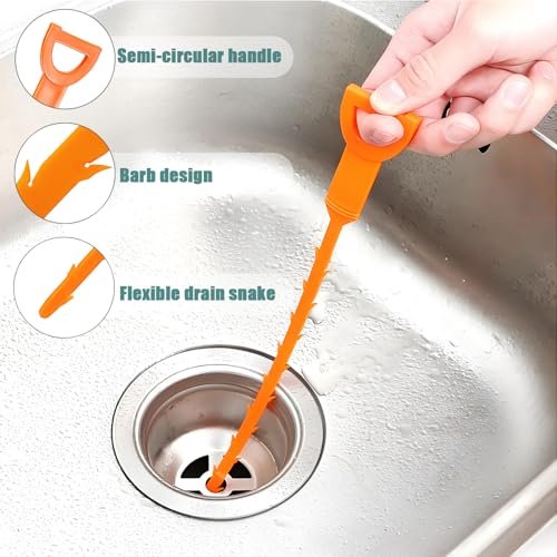 Drain Snake, Drain Clog Remover Tool, 3 Pack Cleaner Hair Remover, Sink Snake for Sewer Kitchen Sink Bathroom Tub Toilet