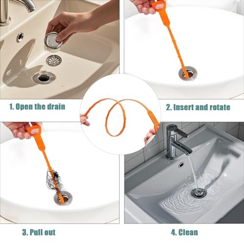 Drain Snake, Drain Clog Remover Tool, 3 Pack Cleaner Hair Remover, Sink Snake for Sewer Kitchen Sink Bathroom Tub Toilet