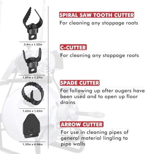 Drain Snake Drill Attachments,8-Piece Drain Cleaner Combination Cutter Heads, Used in 50FT-100FT Electric Drain Snake, Suitable for 5/16-inch to 3/4-inch Drain Snake Cable for 1-4"Pipe