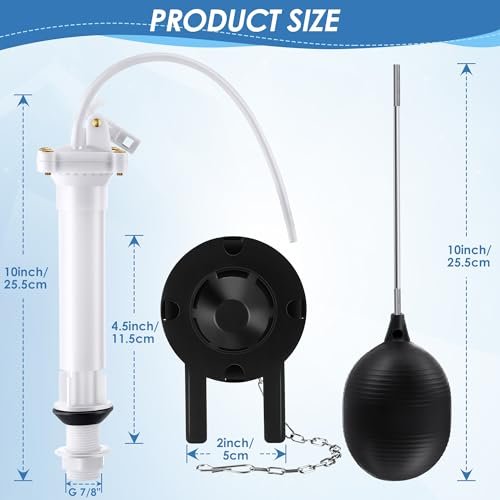 Dreyoo Universal Toilet Tank Repair Kit Compatible with Danco 80816, Toilet Repair Parts Fill Valve, Flapper, Rod, Float Replacement, Toilet Repair Kit for 8.5 Inch Tanks, Toilet Tank Flapper Replace