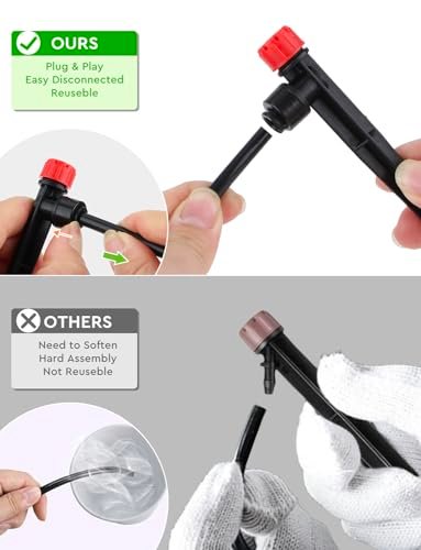 Drip Irrigation System, 40FT 1/2" Mainline & 100FT 1/4" Tubing, with Adjustable Drip Emitters Misting Sprinkler, Efficient Sprinkler System Kit for Flower Bed, Raised Bed, Greenhouse, Lawn