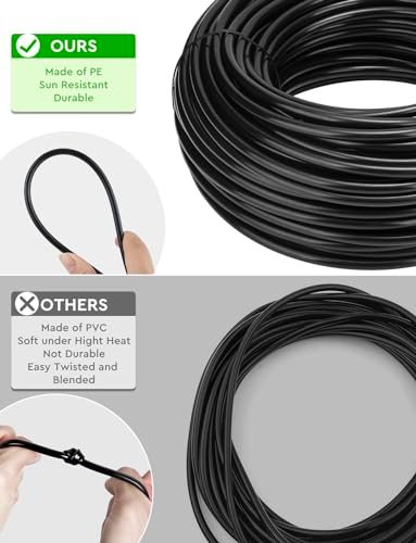 Drip Irrigation System, 40FT 1/2" Mainline & 100FT 1/4" Tubing, with Adjustable Drip Emitters Misting Sprinkler, Efficient Sprinkler System Kit for Flower Bed, Raised Bed, Greenhouse, Lawn