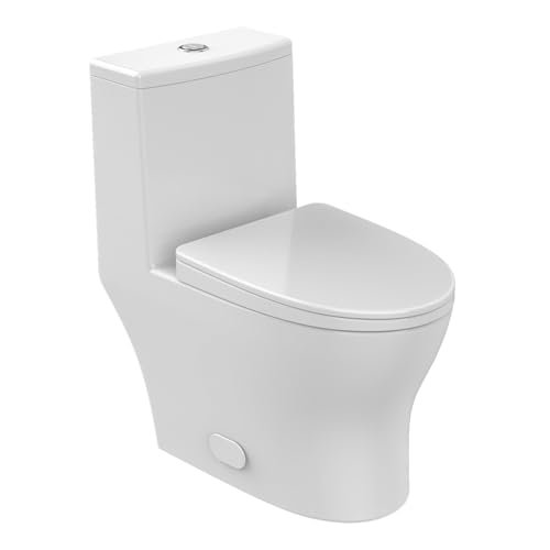 Dual Flush Elongated Standard One Piece Toilet for Bathroom Comfort Height in White