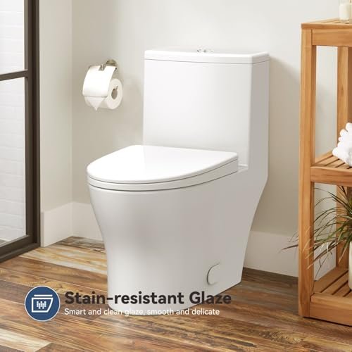Dual Flush Elongated Standard One Piece Toilet for Bathroom Comfort Height in White