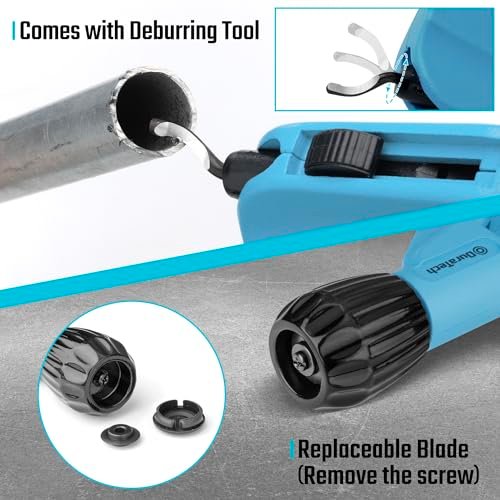 DURATECH 3-Piece Pipe Cutter Set, Tubing Cutter with Derubbing Tool, Mini Tube Cutter and Tube Reamer, Cutting Capacity 1/8" to 1-1/8", Perfect for Copper, Aluminum, Brass, and PVC Tube