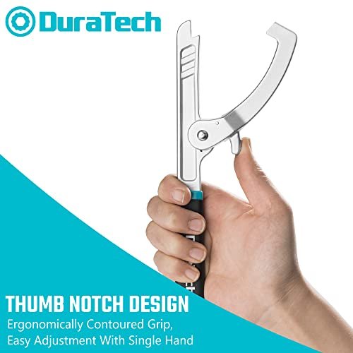 DURATECH Sink Strainer Lock Nut Wrench, Adjustable up to 4-3⁄4" Capacity Upgrade Jaw, for Install or Remove Strainer Basket Lock Nuts