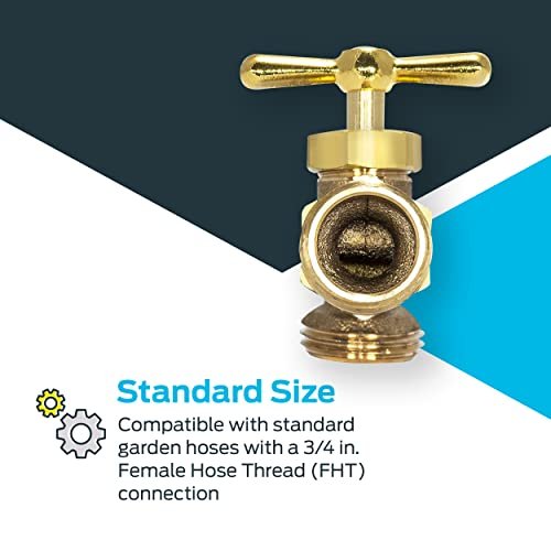 Eastman Irrigation Hose Bibb, 3/4 Inch MIP x 3/4 Inch MHT Outdoor Spigot, Brass Garden Valve, 20183