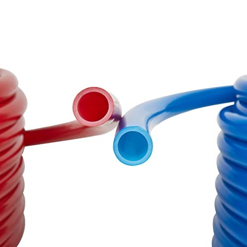 EFIELD 1/2-inch 2 x100 ft Pex-A Tubing/Pipe(All in One) Red & Blue 200 ft, 30 PCS 1/2" Brass Expansion pex Fittings- Elbow Tee Coupler (30 PCS), Expansion Rings (100 Pcs), Pipe Cutter,(XRB1960)