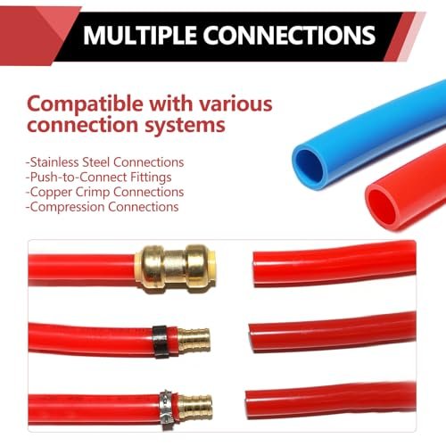 EFIELD 1/2 inch 2 x100 ft Pex-b Pipe/Tubing,NSF Certified for Potable Water, Hot/Cold Water, Blue & Red 200 ft Length for Plumbing and Heating Applications, with Pipe Cutter,(AB-2)