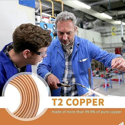 ELECTRAPICK Copper Tubing 1/2" OD x 7/16" ID x 50 Ft, T2 Pure Copper Tubes Soft Coil, Metal Round Seamless Pipe Tubing for Air Conditioning Refrigerator, Industry,DIY