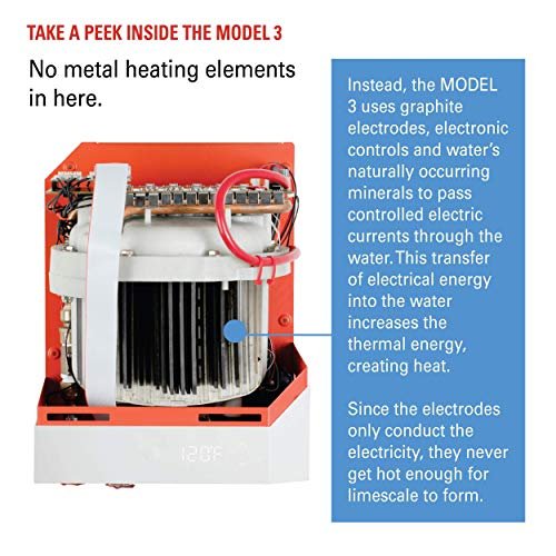Electric Tankless Smart Water Heater, the world’s only water heater without metal heating elements. 6.2-24 kW (30-100 A, 208-240 V) Whole-Home or Point-of-Use