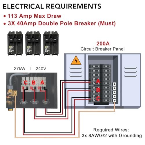Electric Tankless Water Heater, ECOTOUCH 27kW on Demand Water Heater Electric 240Volts Instant Endless Hot Water Heaters Point of Use with Self-Modulation to Save Energy ECO270B