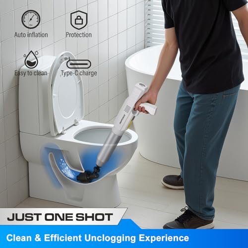 ‌Electric Toilet Plunger for Bathroom, High-Pressure Air Plunger, Heavy-Duty Clog Remover for Toilets, Toilet Drain Unclogger