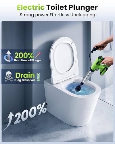 Electric Toilet Plunger Heavy Duty，Drain Clog Remover Tools,High Pressure Air Toilet Plungers Heavy Duty Plunger for Toilet,Bathroom,Floor Drain,Sewer