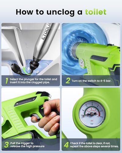 Electric Toilet Plunger Heavy Duty，Drain Clog Remover Tools,High Pressure Air Toilet Plungers Heavy Duty Plunger for Toilet,Bathroom,Floor Drain,Sewer