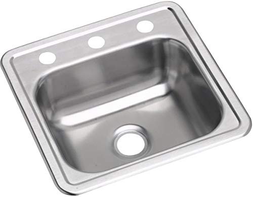 Elkay D11515 Dayton 15" Drop In Single Basin Stainless Steel Kitchen Sink - 3 Faucet Holes
