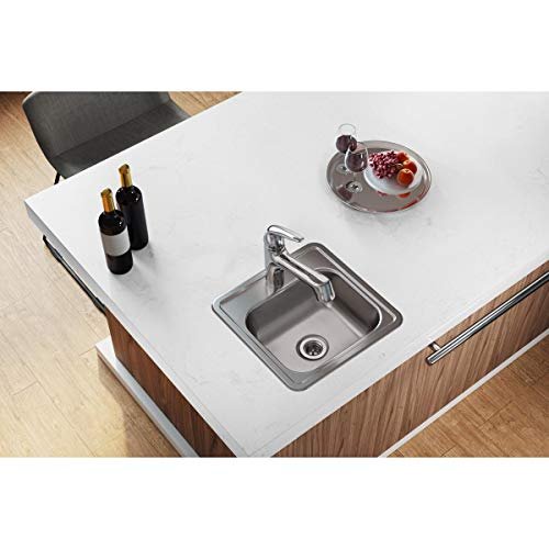 Elkay D11515 Dayton 15" Drop In Single Basin Stainless Steel Kitchen Sink - 3 Faucet Holes