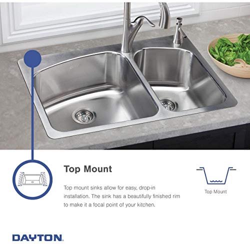 Elkay D11515 Dayton 15" Drop In Single Basin Stainless Steel Kitchen Sink - 3 Faucet Holes