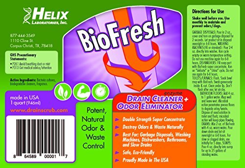 Enzyme Drain Cleaner & Deodorizer for Sink Drain, Showers, Septic Systems, Bathroom & Kitchen - Smell Remover for Fruit Fly Garbage Disposals, Dishwasher & Washing Machines - (32oz)