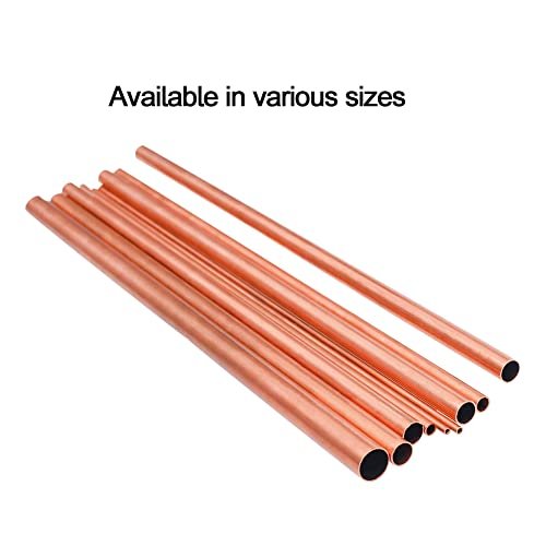 Eoiips Copper Round Tube 1/2”OD x 12/25”ID (12-13mm) Straight Copper Round Metal Pipe Tubing, 10" Length, 3pcs