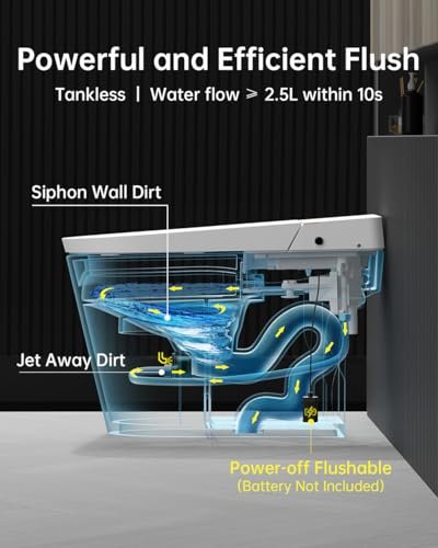 EPLO Smart Toilet Bidet,Auto Open/Close lid,Blackout Flush,Heated Seat,Dual Auto Flush,Foot Sensor Operation,LED Display,Tankless One Piece Elongated Modern Bidet Toilet Combo G20