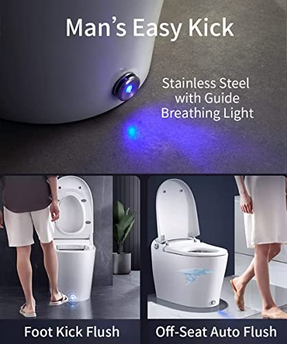 EPLO Smart Toilet - Elongated Heated Seat, Auto Flush,Kick Flush,Warm Wash, Modern One piece Toilet with Bidet built in, ADA Comfort Height for Bathroom, Blackout can Flush, Night Light, LED Display