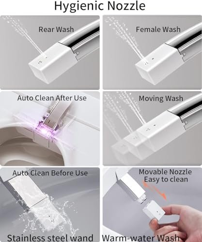 EPLO Smart Toilet - Elongated Heated Seat, Auto Flush,Kick Flush,Warm Wash, Modern One piece Toilet with Bidet built in, ADA Comfort Height for Bathroom, Blackout can Flush, Night Light, LED Display