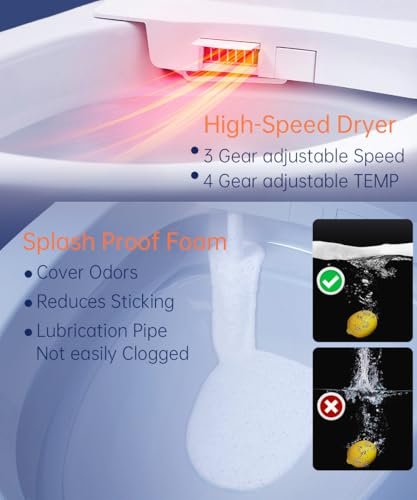 EPLO Smart Toilet with Bidet Built In, Luxury Bidet with Heated Seat ADA Comfort Height & Foam Dispenser, Elongated Japanese Toilet with Automatic Flush, Dryer, Night Light, TEMP Display - iX7 MT