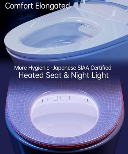 EPLO Smart Toilet with Bidet Built In, Luxury Bidet with Heated Seat ADA Comfort Height & Foam Dispenser, Elongated Japanese Toilet with Automatic Flush, Dryer, Night Light, TEMP Display - iX7 MT