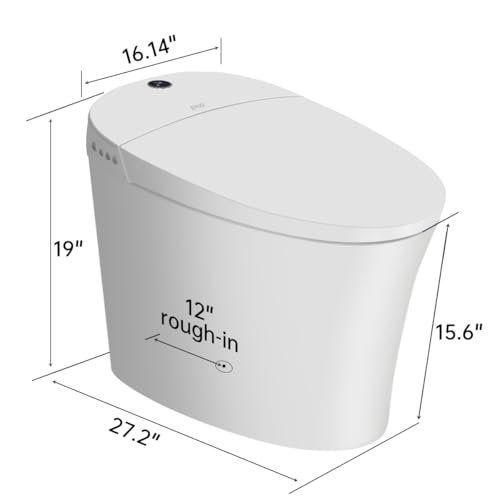 EPLO Smart Toilet,One Piece Bidet for Bathrooms,Modern Elongated Toilet with Warm Water,Dual Auto Flush,Foot Sensor Operation,Heated Bidet Seat,Electric Tankless Toilets with LED Display E16