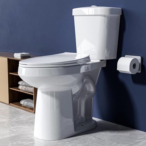 Extra Tall Toilet 21 Inch - Elongated High Toilet for Seniors, Comfort Bowl Height, Dual Flush 1.1/1.6 GPF, Two Piece, Floor Mounted, 12” Rough In, Glossy White, for Bathroom