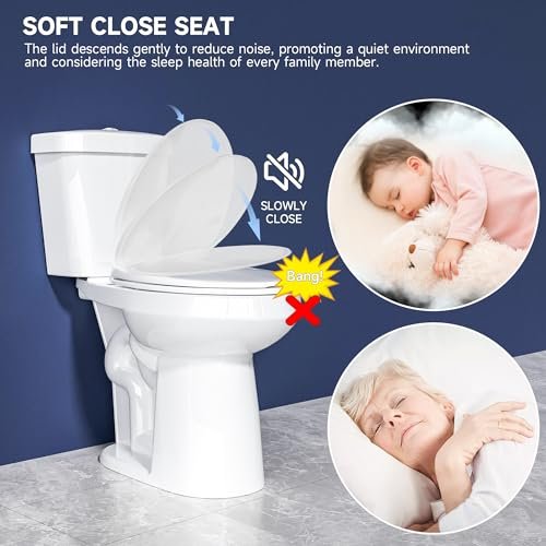 Extra Tall Toilet 21 Inch - Elongated High Toilet for Seniors, Comfort Bowl Height, Dual Flush 1.1/1.6 GPF, Two Piece, Floor Mounted, 12” Rough In, Glossy White, for Bathroom