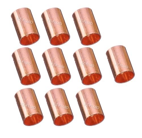 EZ-FLUID Plumbing 1/2" C X C LF Copper Slip Coupling Pressure Fitting Without Stop, Sweat Solder Connection Connector End Repair Coupler, Residential, Commercial