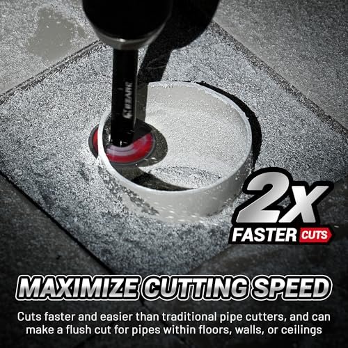 EZARC Inside Pipe Cutter for PVC Pipe, Pipe Cutter with Replaceable Diamond Grit Blades, 2-1/2" Cutting Depth 1/4" Hex Shank, 1.32" Diameter Plumbing Tools for PVC, PPR & Plumbing Pipes, 2 Pack
