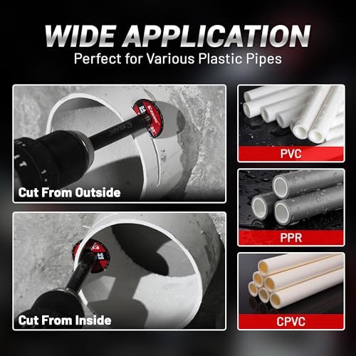 EZARC Inside Pipe Cutter for PVC Pipe, Pipe Cutter with Replaceable Diamond Grit Blades, 2-1/2" Cutting Depth 1/4" Hex Shank, 1.32" Diameter Plumbing Tools for PVC, PPR & Plumbing Pipes, 2 Pack