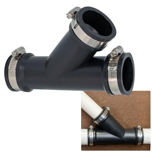 Fernco 1.5 in. Hub Flexible PVC Wye DWV Pipe Fitting Connector for Cast Iron, Steel and Plastic Connections in Black