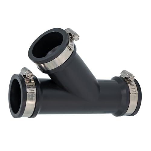 Fernco 1.5 in. Hub Flexible PVC Wye DWV Pipe Fitting Connector for Cast Iron, Steel and Plastic Connections in Black