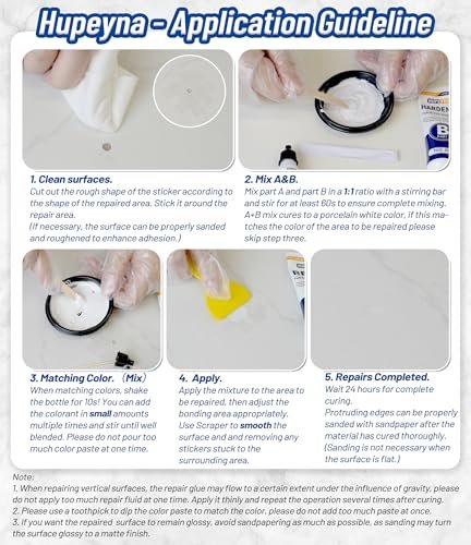 Fiberglass Repair Kit, Bathtub Repair Kit for Tile, Acrylic, Ceramic, Enamel, Kitchen Bathroom Fix Chips Cracks Scratches Rust Holes on Porcelain Sink, Tub, Toilet, Shower Tray, Granite, Marble, Deck