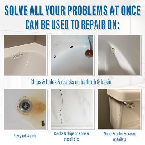 Fiberglass Tub Repair Kit(Color Match), Fiberglass Shower and Acrylic Bathtub Repair Kit for Scratches, Cracks, Chips, Holes on Porcelain, Enamel, Tubs, Tile, Sink, Fix Chipped Almond Fiberglass Tub